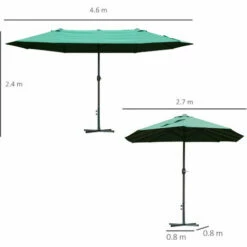Outsunny 4.6M Garden Patio Umbrella Canopy Parasol Sun Shade W/ Base Dark Green -Outsunny store 30349692 2