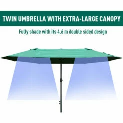 Outsunny 4.6M Garden Patio Umbrella Canopy Parasol Sun Shade W/ Base Dark Green -Outsunny store 30349692 4