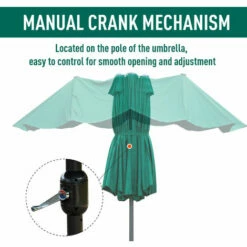 Outsunny 4.6M Garden Patio Umbrella Canopy Parasol Sun Shade W/ Base Dark Green -Outsunny store 30349692 5