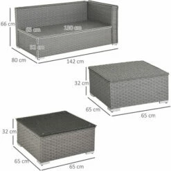 Outsunny 5PC PE Rattan Corner Sofa Set Outdoor Conservatory Furniture W/ Cushion -Outsunny store 30349698 2