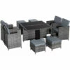 Outsunny Rattan Dining Set Garden Furniture Cube Table Chair Stool Cushion Seat -Outsunny store 30349699 1