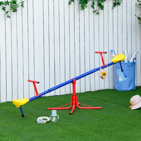 Outsunny 2 Seat Kids 360° Rotating Metal Seesaw Swivel Teeter Totter For Garden 5 Outsunny 2 Seat Kids 360° Rotating Metal Seesaw Swivel Teeter Totter For Garden - Image 3