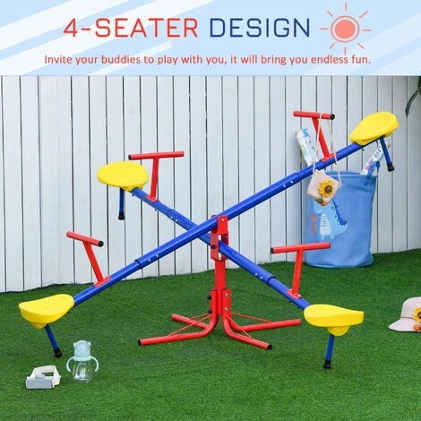 Outsunny Kids Metal Seesaw Teeter Totter Children's Playground Equipment 4 Seats Outsunny Kids Metal Seesaw Teeter Totter Children's Playground Equipment 4 Seats -Outsunny store 30357776 4