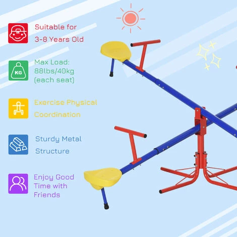 Outsunny Kids Metal Seesaw Teeter Totter Children's Playground Equipment 4 Seats Outsunny Kids Metal Seesaw Teeter Totter Children's Playground Equipment 4 Seats -Outsunny store 30357776 5
