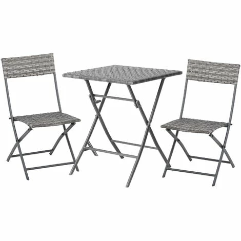 Outsunny 3 Pcs Metal & Rattan Frame Bistro Set w/ Table Chairs Garden Furniture Outsunny 3 Pcs Metal & Rattan Frame Bistro Set W/ Table Chairs Garden Furniture -Outsunny store 30357788 1