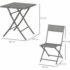 Outsunny 3 Pcs Metal & Rattan Frame Bistro Set W/ Table Chairs Garden Furniture 3 Outsunny 3 Pcs Metal & Rattan Frame Bistro Set W/ Table Chairs Garden Furniture -Outsunny store 30357788 2