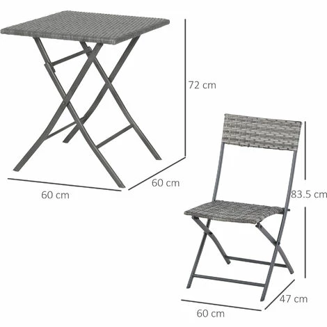 Outsunny 3 Pcs Metal & Rattan Frame Bistro Set w/ Table Chairs Garden Furniture Outsunny 3 Pcs Metal & Rattan Frame Bistro Set W/ Table Chairs Garden Furniture -Outsunny store 30357788 2