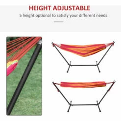 Outsunny 294 X 117cm Hammock With Metal Stand Carrying Bag 120kg Red Stripe -Outsunny store 30357796 4