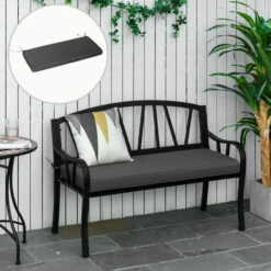 Outsunny Garden Bench Cushion 2 Seater Seat Pad Indoor& Outdoor Use Grey -Outsunny store 30357807 3