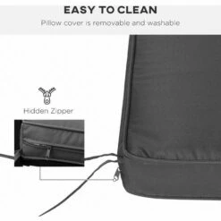 Outsunny Garden Bench Cushion 2 Seater Seat Pad Indoor& Outdoor Use Grey -Outsunny store 30357807 5