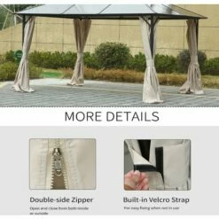 Outsunny 3 X 3(m) Universal Gazebo Replacement Sidewall Set W/ 4 Panels, Beige -Outsunny store 30357823 5