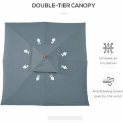 Outsunny 3m Wood Square Patio Umbrella Garden Market Parasol Sunshade Grey -Outsunny store 30441840 5