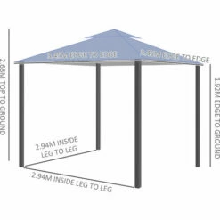 Outsunny 3.45x3.45m Side-Less Outdoor Canopy Gazebo 2-Tier Roof Steel Frame Grey -Outsunny store 30441847 2