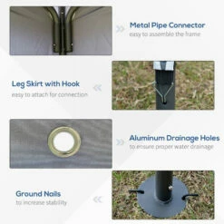 Outsunny 3.45x3.45m Side-Less Outdoor Canopy Gazebo 2-Tier Roof Steel Frame Grey -Outsunny store 30441847 5