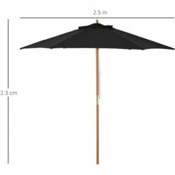 Outsunny 2.5m Wood Garden Parasol Sun Shade Patio Outdoor Wooden Umbrella Canopy -Outsunny store 30441858 2