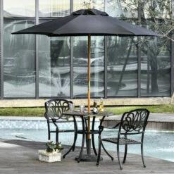Outsunny 2.5m Wood Garden Parasol Sun Shade Patio Outdoor Wooden Umbrella Canopy -Outsunny store 30441858 3
