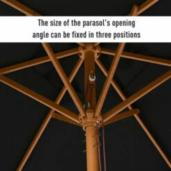 Outsunny 2.5m Wood Garden Parasol Sun Shade Patio Outdoor Wooden Umbrella Canopy -Outsunny store 30441858 5