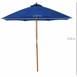 Outsunny 2.5m Wooden Garden Parasol Outdoor Umbrella Canopy W/ Vent Blue -Outsunny store 30441861 2