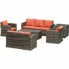 Outsunny 6 PCS Patio Rattan Sofa Set Conversation Furniture W/ Storage & Cushion -Outsunny store 30441882 1