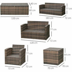 Outsunny 6 PCS Patio Rattan Sofa Set Conversation Furniture W/ Storage & Cushion -Outsunny store 30441882 2