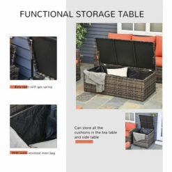 Outsunny 6 PCS Patio Rattan Sofa Set Conversation Furniture W/ Storage & Cushion -Outsunny store 30441882 5