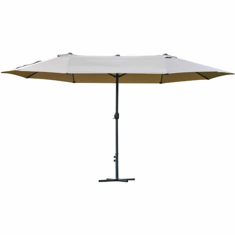 Outsunny 4.6M Garden Patio Umbrella Canopy Parasol Sun Shade w/ Base Khaki Outsunny 4.6M Garden Patio Umbrella Canopy Parasol Sun Shade W/ Base Khaki -Outsunny store 30495366 1