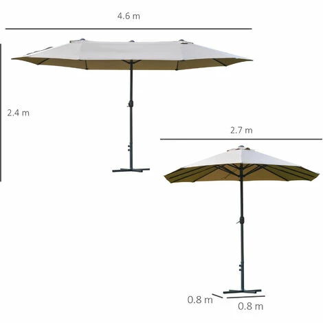 Outsunny 4.6M Garden Patio Umbrella Canopy Parasol Sun Shade w/ Base Khaki Outsunny 4.6M Garden Patio Umbrella Canopy Parasol Sun Shade W/ Base Khaki -Outsunny store 30495366 2