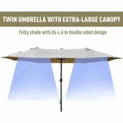 Outsunny 4.6M Garden Patio Umbrella Canopy Parasol Sun Shade W/ Base Khaki 5 Outsunny 4.6M Garden Patio Umbrella Canopy Parasol Sun Shade W/ Base Khaki -Outsunny store 30495366 4