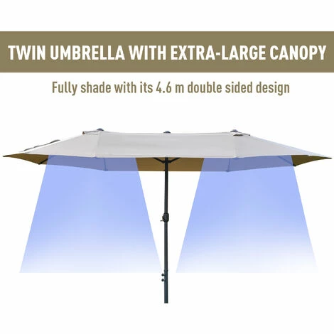 Outsunny 4.6M Garden Patio Umbrella Canopy Parasol Sun Shade w/ Base Khaki Outsunny 4.6M Garden Patio Umbrella Canopy Parasol Sun Shade W/ Base Khaki -Outsunny store 30495366 4