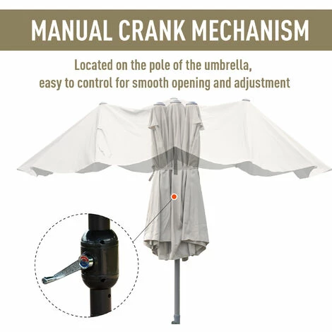 Outsunny 4.6M Garden Patio Umbrella Canopy Parasol Sun Shade w/ Base Khaki Outsunny 4.6M Garden Patio Umbrella Canopy Parasol Sun Shade W/ Base Khaki -Outsunny store 30495366 5