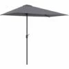 Outsunny 2.3m Garden Balcony Half Round Umbrella Metal Parasol Umbrella Grey