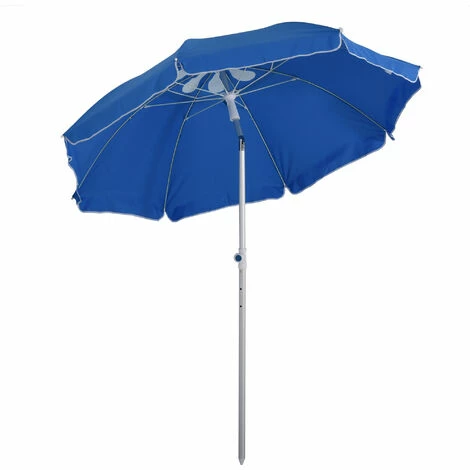Outsunny 1.96m Arced Beach Umbrella 3-Angle Canopy W/ Aluminium Frame Bag Blue 3 Outsunny 1.96m Arced Beach Umbrella 3-Angle Canopy W/ Aluminium Frame Bag Blue