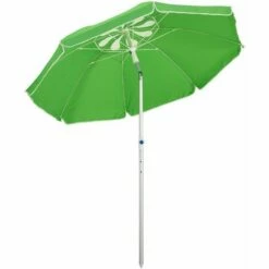 Outsunny 1.96m Arced Beach Umbrella 3-Angle Canopy W/ Aluminium Frame Bag Green