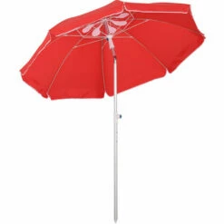 Outsunny 1.96m Arced Beach Umbrella 3-Angle Canopy W/ Aluminium Frame Bag Red