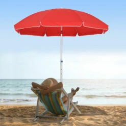 Outsunny 1.96m Arced Beach Umbrella 3-Angle Canopy W/ Aluminium Frame Bag Red 9 Outsunny 1.96m Arced Beach Umbrella 3-Angle Canopy W/ Aluminium Frame Bag Red -Outsunny store 30637094 3