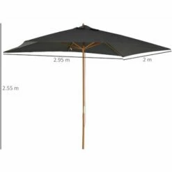 Alternative view of Outsunny Wooden Garden Parasol Sun Shade Patio Umbrella Canopy Dark Grey