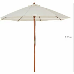 Outsunny 2.5m Wooden Garden Parasol Outdoor Umbrella Canopy W/ Vent Off-White -Outsunny store 30670632 2