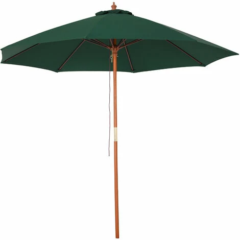 Outsunny 2.5m Wooden Garden Parasol Outdoor Umbrella Canopy W/ Vent Green 3 Outsunny 2.5m Wooden Garden Parasol Outdoor Umbrella Canopy W/ Vent Green