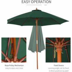 Outsunny 2.5m Wooden Garden Parasol Outdoor Umbrella Canopy W/ Vent Green 10 Outsunny 2.5m Wooden Garden Parasol Outdoor Umbrella Canopy W/ Vent Green -Outsunny store 30670635 4