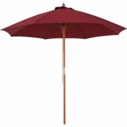Outsunny 2.5m Wooden Garden Parasol Outdoor Umbrella Canopy W/ Vent Red