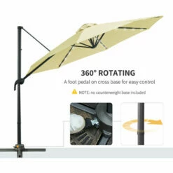 Outsunny 3(m) Cantilever Parasol Patio Sun Umbrella W/ Base Solar Lights Beige 6 Outsunny 3(m) Cantilever Parasol Patio Sun Umbrella W/ Base Solar Lights Beige -Outsunny store 30670646 5
