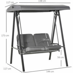 Outsunny 2 Seater Garden Outdoor Swing Chair Hammock W/ Steel Frame Grey -Outsunny store 30773239 2