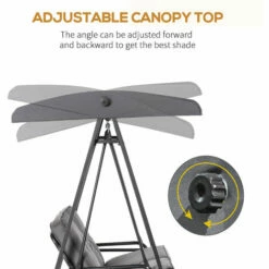 Outsunny 2 Seater Garden Outdoor Swing Chair Hammock W/ Steel Frame Grey -Outsunny store 30773239 4