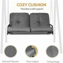 Outsunny 2 Seater Garden Outdoor Swing Chair Hammock W/ Steel Frame Grey -Outsunny store 30773239 5