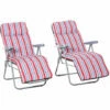 Outsunny Set Of 2 Adjustable Sun Lounger Recliner Reclining Seat Red And White -Outsunny store 30812996 1