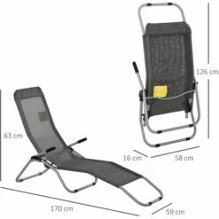 Outsunny Set Of 2 Outdoor Recliner Portable Lounge Chairs Adjustable Backrest -Outsunny store 30919145 2