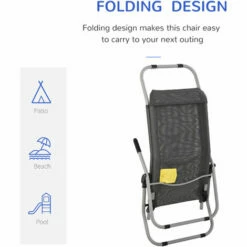 Outsunny Set Of 2 Outdoor Recliner Portable Lounge Chairs Adjustable Backrest -Outsunny store 30919145 4