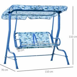 Outsunny Kids Two-Seater Swing Chair Garden Seat W/ Belt Adjustable Canopy Blue 3 Outsunny Kids Two-Seater Swing Chair Garden Seat W/ Belt Adjustable Canopy Blue -Outsunny store 30951672 2