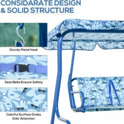 Outsunny Kids Two-Seater Swing Chair Garden Seat W/ Belt Adjustable Canopy Blue 6 Outsunny Kids Two-Seater Swing Chair Garden Seat W/ Belt Adjustable Canopy Blue -Outsunny store 30951672 5