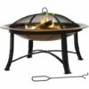 Outsunny Firepit Outdoor Patio Heater W/Spark Screen Cover, Log Grate, Poker -Outsunny store 30951733 1